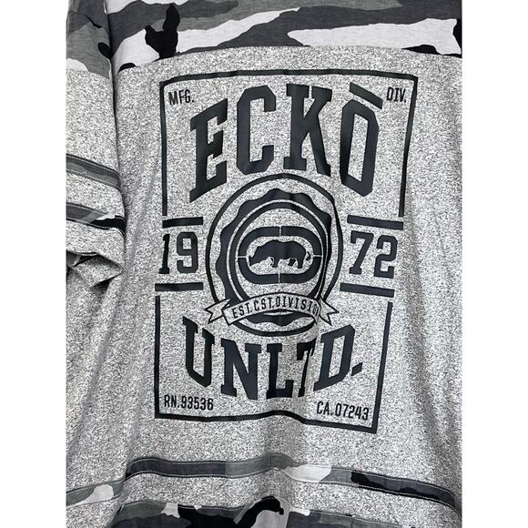 NWT Ecko Unltd. Mens 2XL Gray Camo Print Short Sleeve Casual Grunge  T-Shirt - Picture 7 of 8